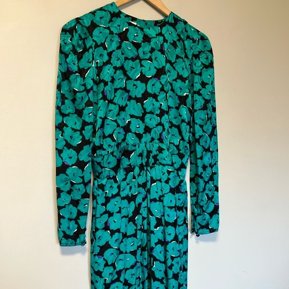 Vintage Maggy London by Jeannene Booher Silk Floral Teal Dress - Picture 2 of 9